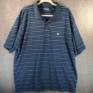 Chaps Golf‎ Polo Shirt Mens XXL Stay-Dry 100% Polyester Logo Striped 2XL
